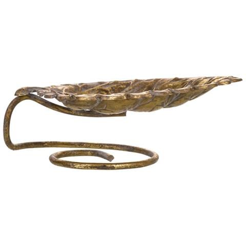 Decoro Vassoio In Foglia Metallo Dorato 24x13,5x8h - Foto 1