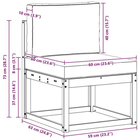 Set di divani da esterno Bianco e Grigio Chiaro 59 x 63 x 73 cm - Foto 7