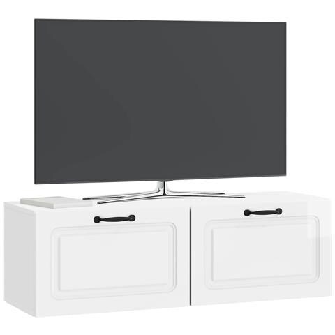 Mobile Porta TV da Muro Bianco Lucido 98 x 31 x 30 cm - Foto 2