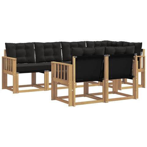 Set di divani da esterno con cuscino 7 pcs Bianco e Nero - Foto 1
