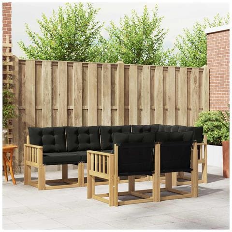 Set di divani da esterno con cuscino 7 pcs Bianco e Nero - Foto 2
