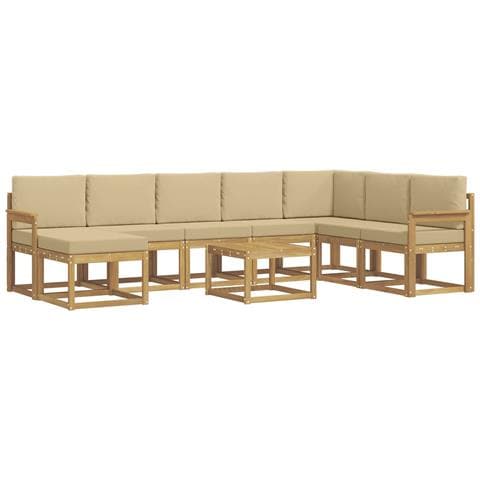 Set di divani da esterno con cuscino 9 pcs Bianco e Beige - Foto 1