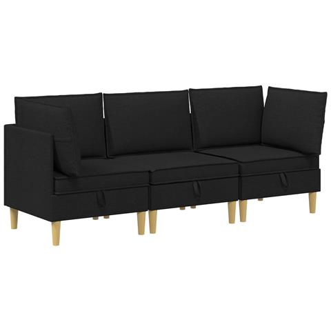 Set di divani modulari con spazio di archiviazione 3 pcs Nero - Foto 1