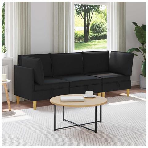 Set di divani modulari con spazio di archiviazione 3 pcs Nero - Foto 2