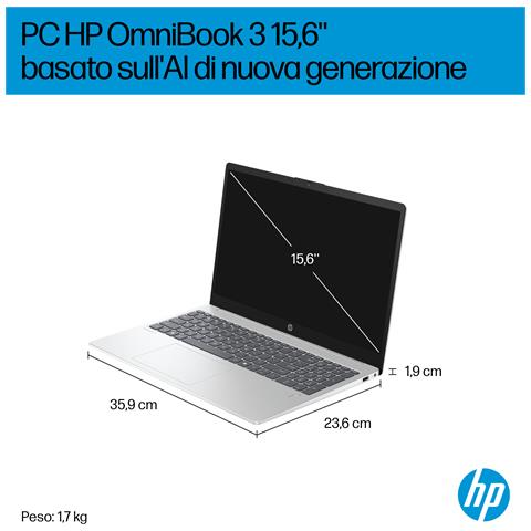 OmniBook 3 Laptop Next Gen AI 15-fn0015nl Copilot+ PC AMD Ryzen AI 5 330 Computer portatile 39,6 cm (15.6") Full HD 24 GB DDR5-SDRAM 1 TB SSD Wi-Fi 6 (802.11ax) Windows 11 Home Argento - Foto 2