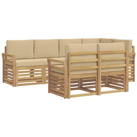 Set di divani da esterno 7 pcs Bianco e Beige - Foto 1