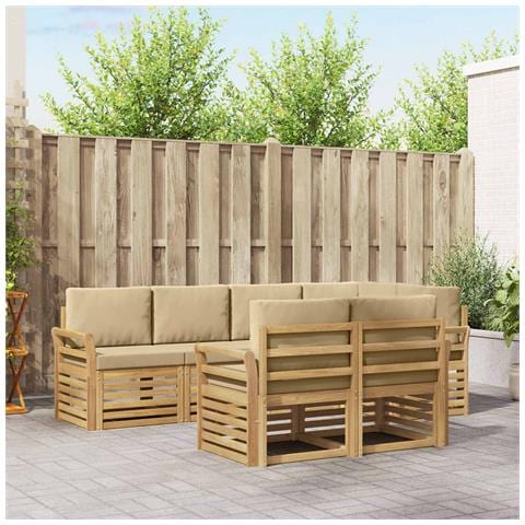 Set di divani da esterno 7 pcs Bianco e Beige - Foto 2