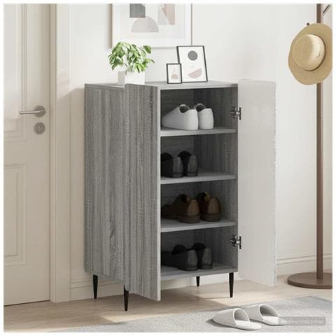 Mobile per scarpe ZWOLLE 59,5 x 39,5 x 91,5 cm Sonoma grigio - Foto 2