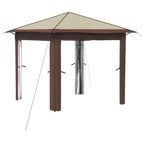 Gazebo senza Parete 2,6 x 2,6 m Crema e Marrone - Foto 1