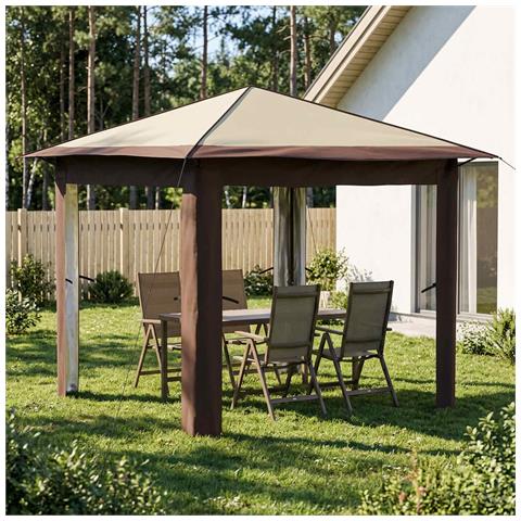Gazebo senza Parete 2,6 x 2,6 m Crema e Marrone - Foto 2