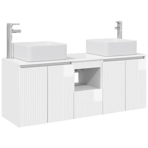 Set di Armadi da Bagno 3 pz Bianco Lucido 53 x 35 x 63 cm - Foto 1