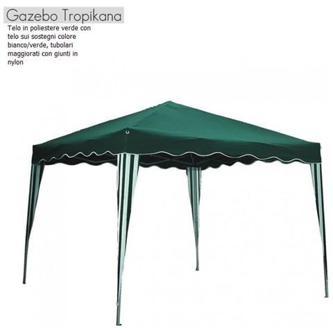 Gazebo per giardino colore bianco e verde copertura cm 300x300x260 - Foto 3