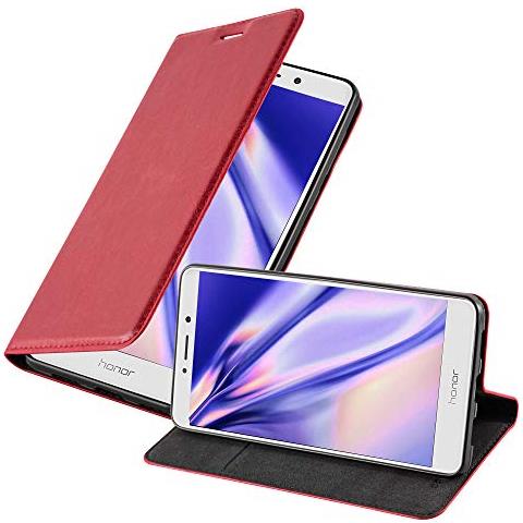 Custodia Compatibile Con Honor 6x In Rosso Mela - Coperchio Protettiva Con Chiusura Magnetica, Funzione Stand E Tasca Per Le Carte - Foto 1