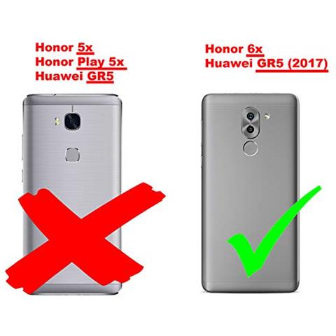 Custodia Compatibile Con Honor 6x In Rosso Mela - Coperchio Protettiva Con Chiusura Magnetica, Funzione Stand E Tasca Per Le Carte - Foto 2