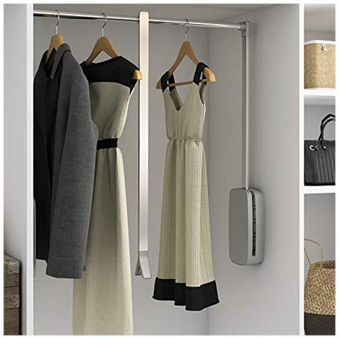 Appendiabito Saliscendi Per Armadio, Barra Appendiabiti Saliscendi, largo Regolabile 600-830mm, Cromato - Foto 5