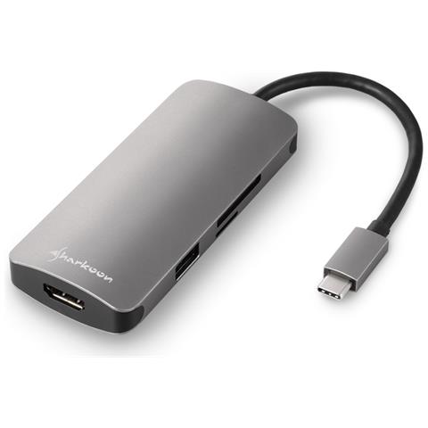 USB 3.0 Type C Multiport Adapter USB 3.2 Gen 1 (3.1 Gen 1) Type-C Grigio - Foto 1