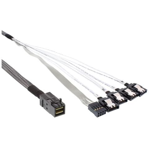 Mini SAS HD, 0.5m, SFF-8643, 4 x SATA, Nero - Foto 2