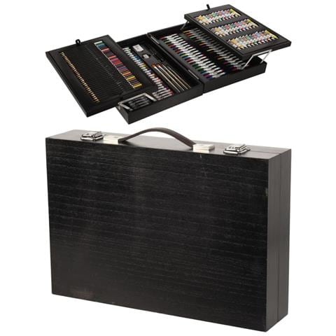 Set Da Pittura Arte Disegno 174 Pz Valigetta Nera In Legno Per Artisti Hobbisti - Foto 1