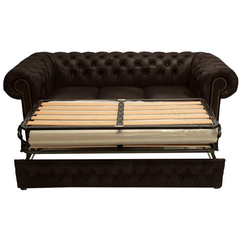 Divano Chesterfield Letto Chesterfield First Class - 3 Posti - Cloudy Marrone Scuro - Pelle - Foto 7