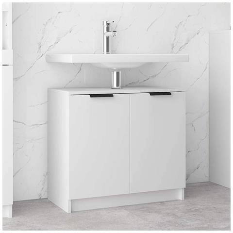 Armadietto Da Bagno Bianco 64,5x33,5x59 Cm In Legno Multistrato - Foto 10