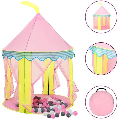 Tenda Da Gioco Per Bambini Rosa Con 250 Palline 100x100x127 Cm - Foto 1