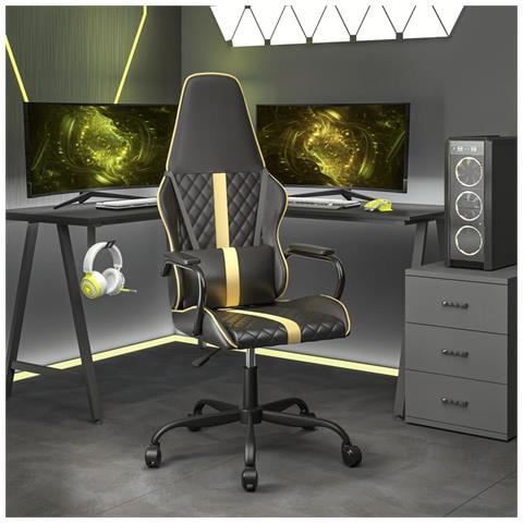 Sedia Da Gaming Massaggiante Oro E Nero In Similpelle - Foto 12