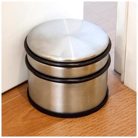 Fermaporta Ferma Porte Acciaio Gomma Antiscivolo 1,1 Kg 9 X7,5 Cm Cromato - Foto 1