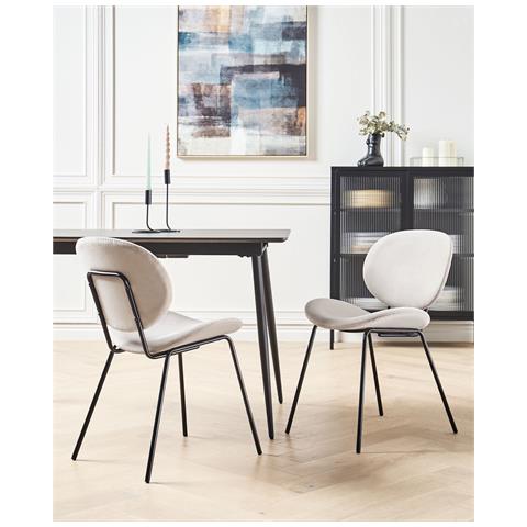Set Di 2 Sedie Da Pranzo Velluto Beige Chiaro Luana - Foto 1
