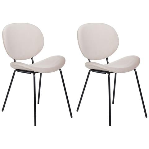 Set Di 2 Sedie Da Pranzo Velluto Beige Chiaro Luana - Foto 8