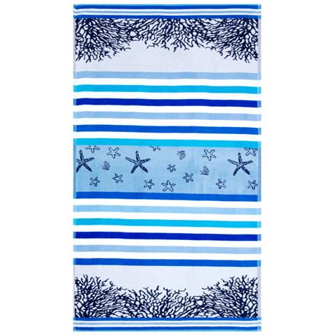 Telo Mare Jacquard Spugna Asciugamano Spiaggia Disegno Queensland Telo Mare Blu-azzurro - Foto 1