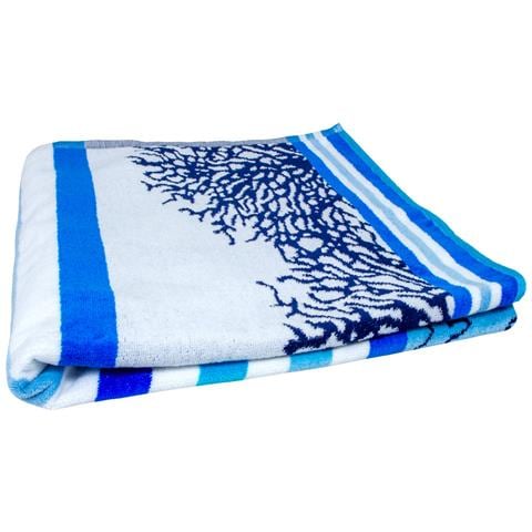 Telo Mare Jacquard Spugna Asciugamano Spiaggia Disegno Queensland Telo Mare Blu-azzurro - Foto 5