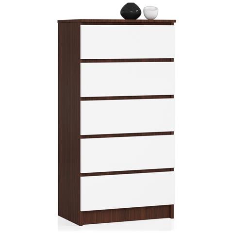 Cassettiera K60, 5 cassetti, 60x40x121 cm, Weng? e Bianco - Foto 1