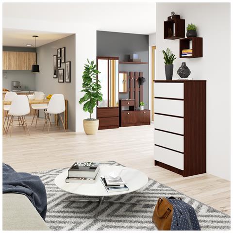 Cassettiera K60, 5 cassetti, 60x40x121 cm, Weng? e Bianco - Foto 5