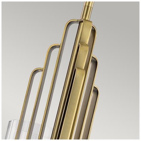 Lampadario Contemporaneo Kimrose Acciaio Ottone Spazzolato Vetro 3 Luci E14 - Foto 2
