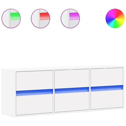 Mobile Tv A Parete Con Luci Led Bianco 130x31x45 Cm - Foto 2