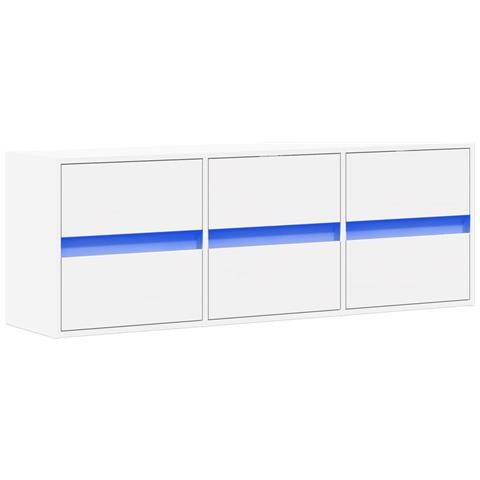 Mobile Tv A Parete Con Luci Led Bianco 130x31x45 Cm - Foto 3