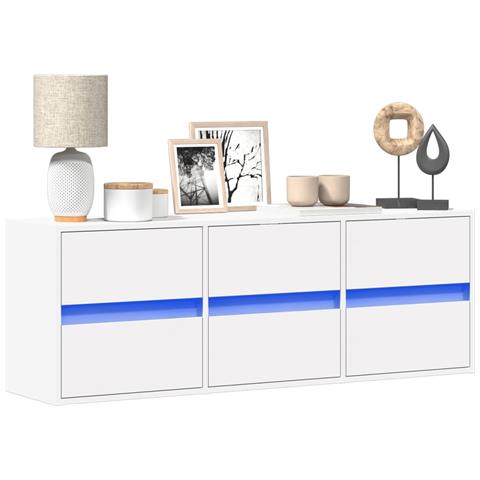 Mobile Tv A Parete Con Luci Led Bianco 130x31x45 Cm - Foto 1
