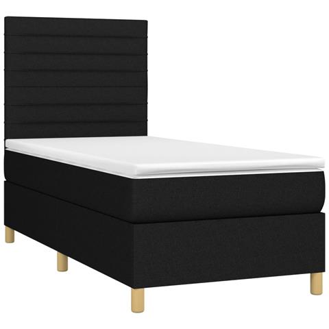 Letto A Molle Con Materasso E Led Nero 100x200 Cm In Tessuto - Foto 2
