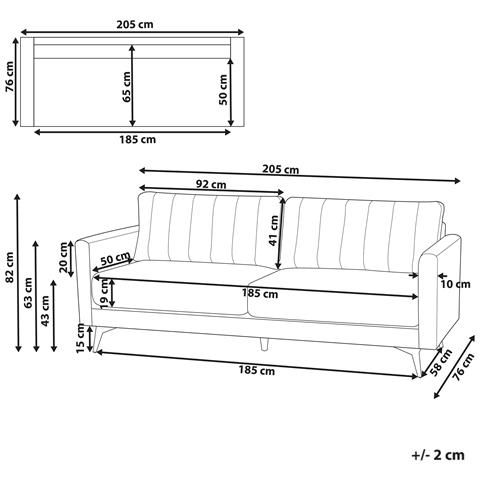 Divano 3 Posti Mala Tessuto Beige Chiaro - Foto 8