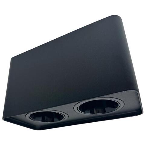 Porta Faretto Doppio Supporto Orientabile Montaggio Da Soffitto Nero P342n - Foto 2