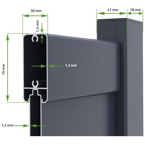Cancello Battente 4m Eiger H. 140cm Grigio Alluminio + 2 Montanti 20x20cm H. 166cm - Foto 2