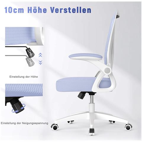 Sedia Ufficio Con Ruote Girevoli - Braccioli Regolabili Altezza Regolabile E Schienale Inclinabile - Viola - Foto 5