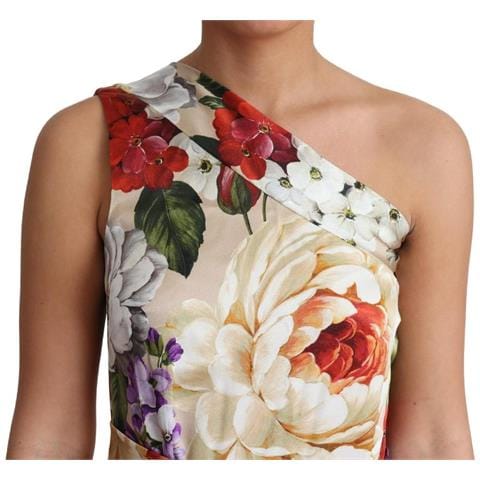 Abito Monospalla In Seta Stretch Con Stampa Floreale - It44-l - Foto 5