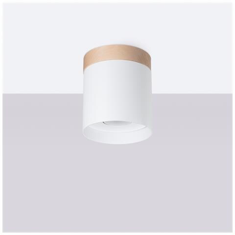 Sollux Lighting Lampada A Soffitto Rif Bianco Sl.1348 - Scandinavo Lampade Da Soffitto Bianco/legno Naturale 14x12x12 Cm - Foto 2