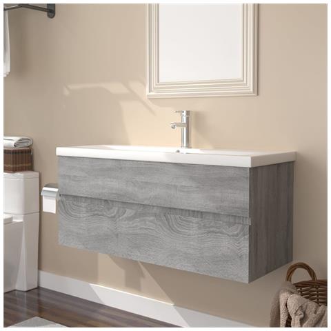 Mobile Bagno E Lavabo Integrato Grigio Sonoma Legno Multistrato - Foto 1