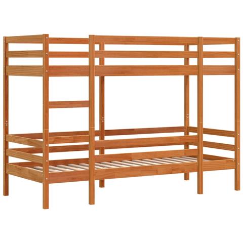 Letto A Castello Marrone Cera 80x200 Cm In Legno Di Pino - Foto 3