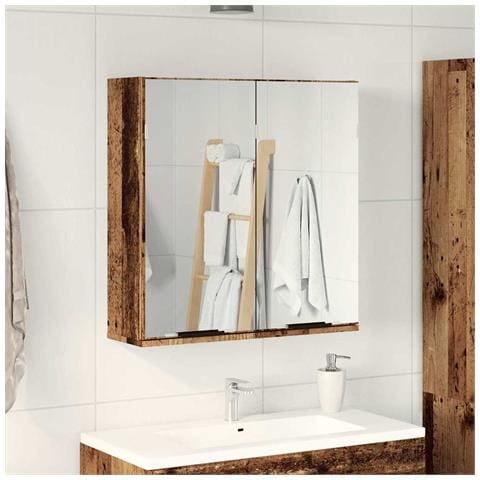 Mobile Bagno Con Specchio Legno Antico Legno Multistrato - Foto 3