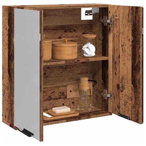 Mobile Bagno Con Specchio Legno Antico Legno Multistrato - Foto 1