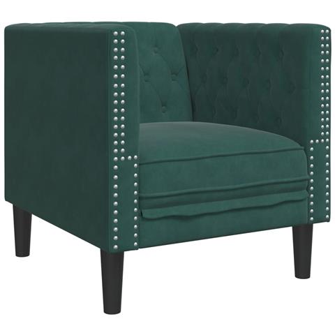 Poltrona Chesterfield Grigio Scuro In Velluto - Foto 2