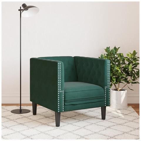 Poltrona Chesterfield Grigio Scuro In Velluto - Foto 3